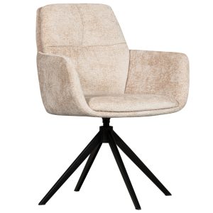 Hoorns Béžová čalouněná otočná jídelní židle Grend  - Výška85 cm- Šířka 60 cm