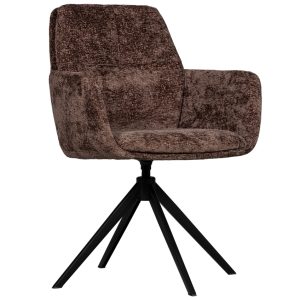 Hoorns Hnědá čalouněná otočná jídelní židle Grend  - Výška85 cm- Šířka 60 cm