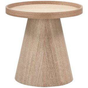 Hoorns Odkládací stolek Daum 39 cm s dřevěným dekorem  - Výška38 cm- Průměr 39 cm