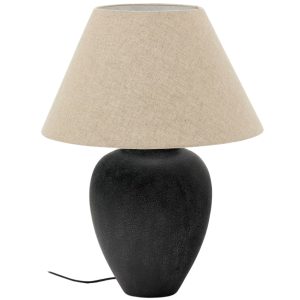 Černá keramická stolní lampa Kave Home Mercadal  - Výška60 cm- Průměr 38 cm