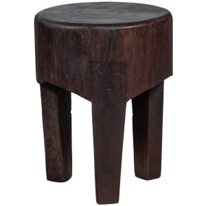 Hoorns Hnědý dřevěný odkládací stolek Pepper 35 cm  - Výška45 cm- Průměr 35 cm