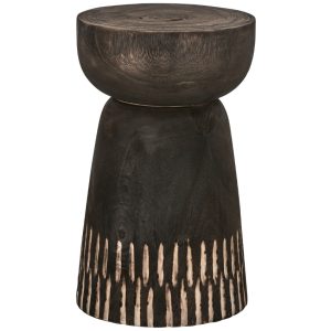 Hoorns Hnědý dřevěný odkládací stolek Pierre 29 cm  - Výška48 cm- Průměr 29 cm