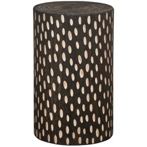 Hoorns Hnědý dřevěný odkládací stolek Pierre 30 cm  - Výška49 cm- Průměr 30 cm