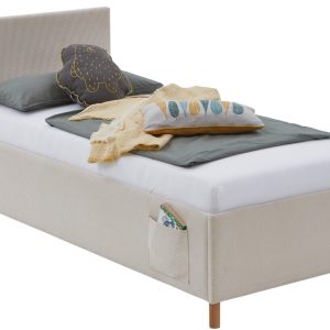 Béžová manšestrová postel Meise Möbel Cool 140 x 200 cm s úložným prostorem  - Výška90 cm- Šířka 150 cm