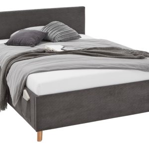 Antracitová manšestrová postel Meise Möbel Cool 120 x 200 cm s úložným prostorem  - Výška90 cm- Šířka 130 cm