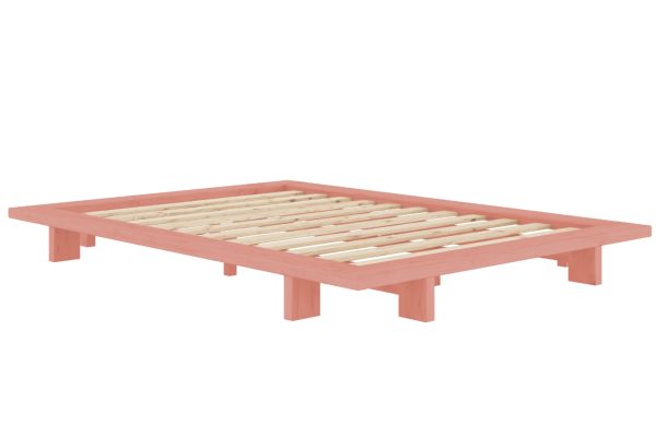 Růžová dřevěná dvoulůžková postel Karup Design Japan 180 x 200 cm  - Výška20 cm- Šířka 208 cm