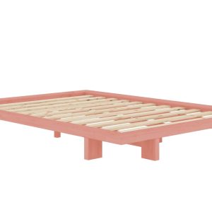Růžová dřevěná dvoulůžková postel Karup Design Japan 140 x 200 cm  - Výška20 cm- Šířka 168 cm