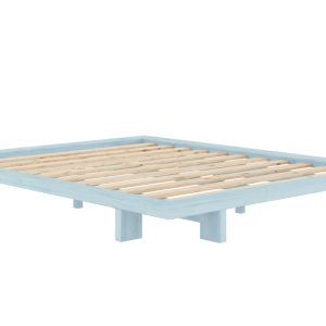 Modrá dřevěná dvoulůžková postel Karup Design Japan 140 x 200 cm  - Výška20 cm- Šířka 168 cm