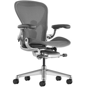Šedá kancelářská židle Herman Miller Aeron B Exclusive  - Výška95/108 cm- Šířka 65