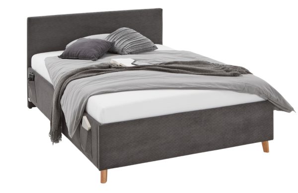 Antracitová manšestrová postel Meise Möbel Cool 90 x 200 cm  - Výška90 cm- Šířka 100 cm
