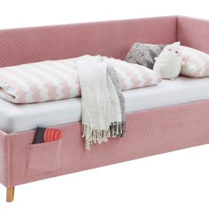 Růžová manšestrová postel Meise Möbel Cool II. 120 x 200 cm s úložným prostorem  - Výška90 cm- Šířka 130 cm