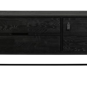 Hoorns Černý dřevěný TV stolek Sinai 120 x 44 cm  - Výška55 cm- Šířka 120 cm