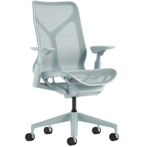 Světle modrá kancelářská židle Herman Miller Cosm M  - Výška98/114 cm- Šířka 73