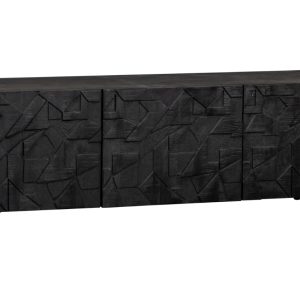 Hoorns Černý dřevěný TV stolek Country 160 x 45 cm  - Výška50 cm- Šířka 160 cm