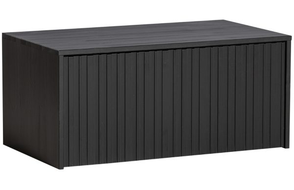 Hoorns Černá dřevěná lavice s úložným prostorem Gravia 88 x 50 cm  - Výška40 cm- Šířka 88 cm