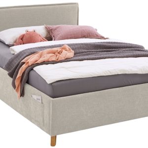 Béžová čalouněná postel Meise Möbel Fun 140 x 200 cm  - Výška90 cm- Šířka 153 cm
