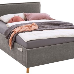 Šedá čalouněná postel Meise Möbel Fun 120 x 200 cm s úložným prostorem  - Výška90 cm- Šířka 133 cm