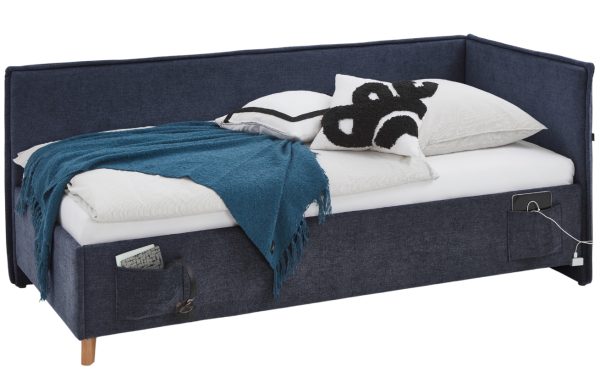 Modrá čalouněná postel Meise Möbel Fun II. 140 x 200 cm  - Výška90 cm- Šířka 153 cm