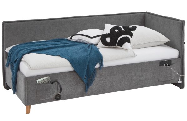 Šedá čalouněná postel Meise Möbel Fun II. 120 x 200 cm  - Výška90 cm- Šířka 133 cm