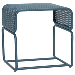 Petrolejově modrý kovový zahradní stolek Hübsch Edge 43 x 43 cm  - Výška42 cm- Šířka 43 cm