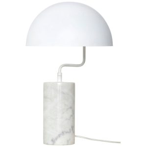 Bílá mramorová stolní lampa Hübsch Poise  - Výška48 cm- Stínidlo Lakovaný kov
