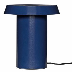 Tmavě modrá kovová stolní LED lampa Hübsch Keen  - Výška22 cm- Délka kabelu 200 cm