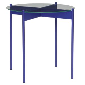 Modrý skleněný odkládací stolek Hübsch Beam 45 cm  - Výška42 cm- Hmotnost 2