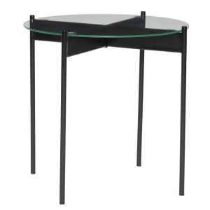 Černý skleněný odkládací stolek Hübsch Beam 45 cm  - Výška42 cm- Průměr 45 cm