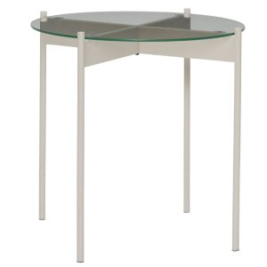 Béžový skleněný odkládací stolek Hübsch Beam 45 cm  - Výška42 cm- Průměr 45 cm