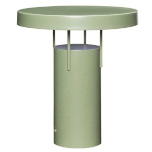 Zelená kovová nabíjecí stolní LED lampa Hübsch BringMe  - Výška28 cm- Průměr stínidla 25 cm
