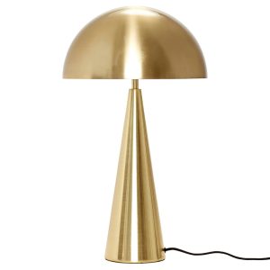Zlatá kovová stolní lampa Hübsch Mush 50 cm  - Výška50 cm- Průměr stínidla 30 cm