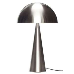 Stříbrná kovová stolní lampa Hübsch Mush 50 cm  - Výška50 cm- Průměr stínidla 30 cm