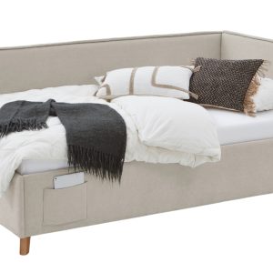 Béžová čalouněná postel Meise Möbel Fun II. 90 x 200 cm s úložným prostorem  - Výška90 cm- Šířka 103 cm