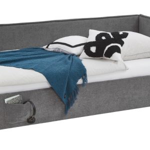 Šedá čalouněná postel Meise Möbel Fun II. 120 x 200 cm s úložným prostorem  - Výška90 cm- Šířka 133 cm