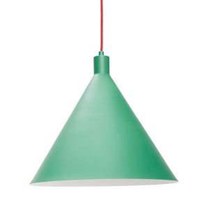 Zelené kovové závěsné světlo Hübsch Yama 40 cm  - Výška35 cm- Průměr stínidla 40 cm