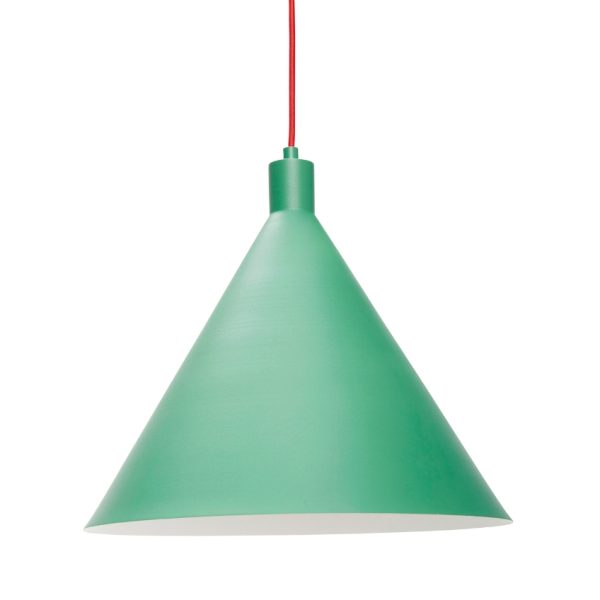 Zelené kovové závěsné světlo Hübsch Yama 40 cm  - Výška35 cm- Průměr stínidla 40 cm
