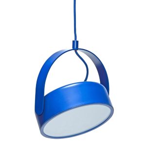 Modré kovové závěsné LED světlo Hübsch Stage  - Výška27 cm- Šířka 22 cm