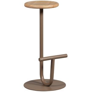 Hoorns Dřevěná barová židle Moki 65 cm s kovovou podnoží  - Výška65 cm- Průměr 30 cm