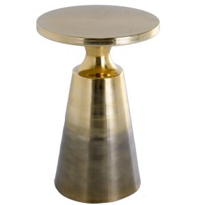 Moebel Living Mosazný kovový odkládací stolek Absta 38 cm s patinou  - Výška57 cm- Průměr 38 cm