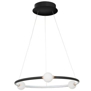 Černé závěsné LED světlo Nova Luce Celia 64 cm  - Výška120 cm- Průměr 64 cm