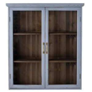 Modrá dřevěná vitrína Bloomingville Hazem 91 x 81 cm  - Výška91 cm- Šířka 81 cm