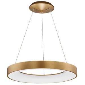 Zlaté závěsné LED světlo Nova Luce Rando Thin 60 cm  - Výška120 cm- Průměr 60 cm