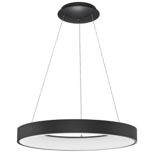 Černé závěsné LED světlo Nova Luce Rando Thin 60 cm  - Výška120 cm- Průměr 60 cm