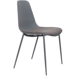 White Label Šedá plastová jídelní židle WLL JEFFREY  - Výška88 cm- Šířka 49 cm