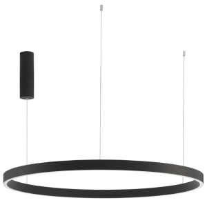 Černé kovové závěsné LED světlo Nova Luce Elowen 98 cm  - Výška200 cm- Průměr 98 cm