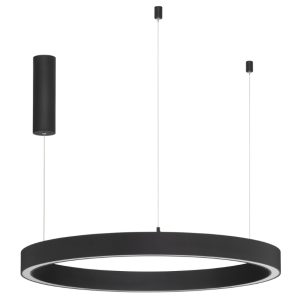 Černé kovové závěsné LED světlo Nova Luce Elowen II. 80 cm  - Výška200 cm- Průměr 80 cm