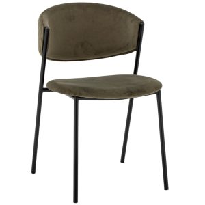 Zelená sametová jídelní židle Bloomingville Marlo  - Výška79 cm- Šířka 54 cm
