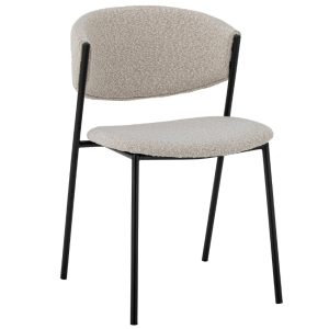 Bílá bouclé jídelní židle Bloomingville Marlo  - Výška79 cm- Šířka 54 cm