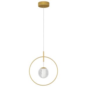 Zlaté závěsné LED světlo Nova Luce Atos 30 cm  - Výška200 cm- Šířka 30 cm