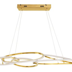 Zlaté kovové závěsné LED světlo Nova Luce Nudos 150 cm  - Výška150 cm- Šířka 150 cm